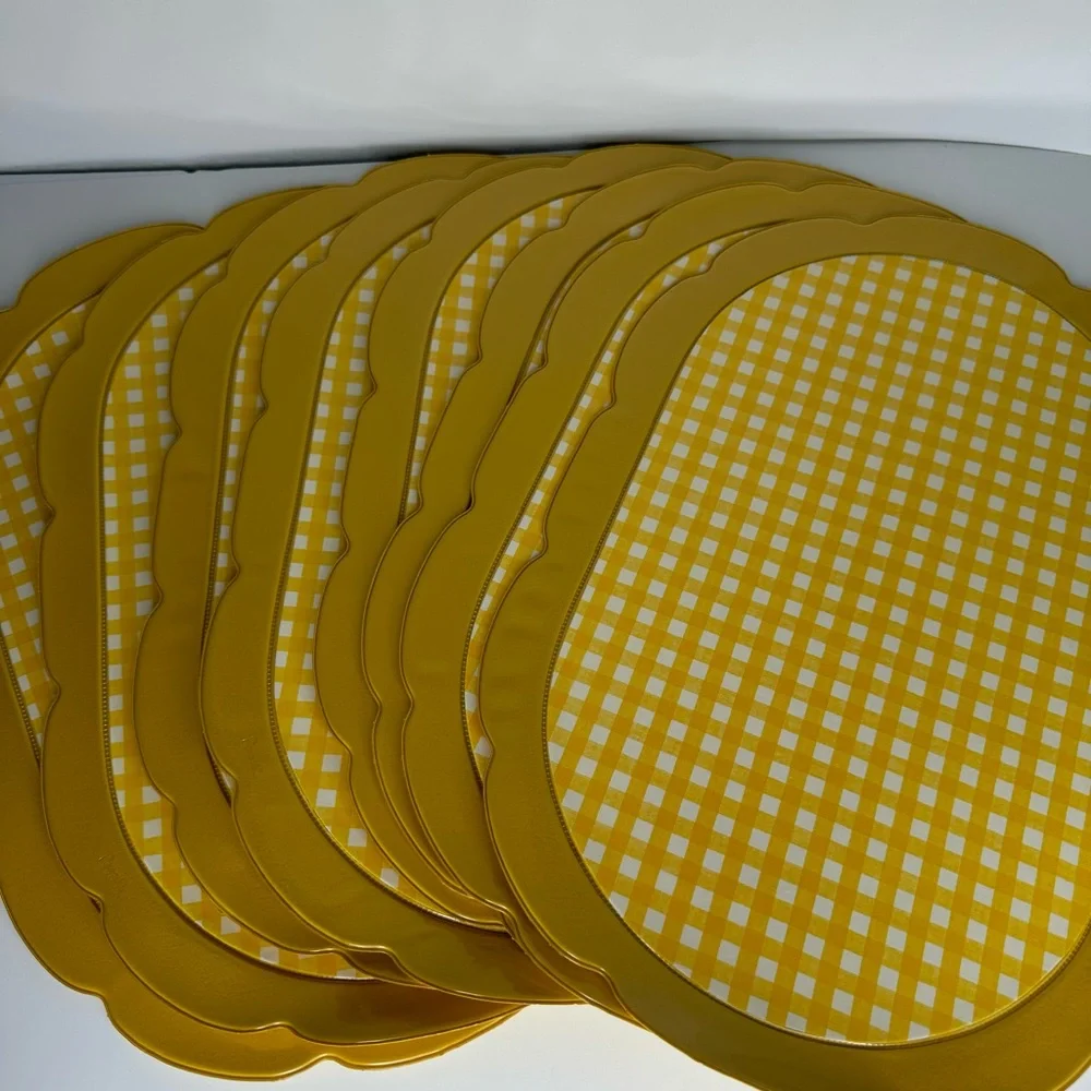 Ronaldi‎ Yellow Gingham Placemats and Patchwork Fabric Napkin 8 Place Settings